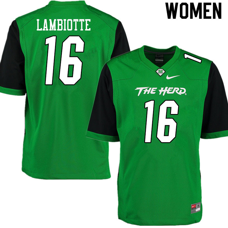 Women #16 Joel Lambiotte Marshall Thundering Herd College Football Jerseys Sale-Gren